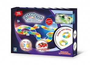 Гибкий трек - Большое путешествие, 3 опоры, машинка со светом, дорога светится,196 деталей (1toy, Т13197)