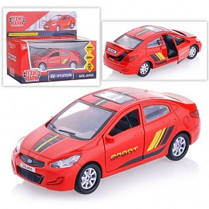 Машина металлическая Hyundai Solaris Спорт 12 см, открываются двери и багажник, инерционная (Технопарк, SOLARIS-SPORT)