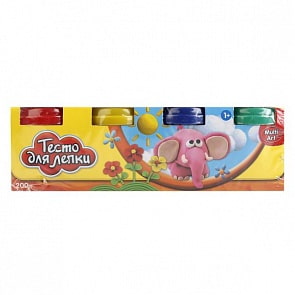 Тесто для лепки Слоник 4 цветов, в стакане (Multiart, 450PD-PDsim)