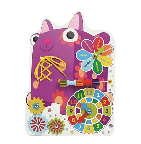 Бизиборд - Кошечка Мяу с часами (Деревяшки, 18WBB06)