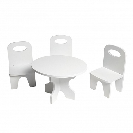 Набор мебели для кукол – Классика, стол и стулья, цвет белый 