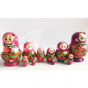 Матрешка малая 5 кукольная – Клубничка, 9 см. (Матрёшка, 10171)