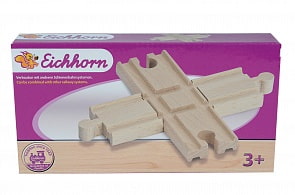 Перекресток для деревянной железной дороги, 2 детали, 12 см (Eichhorn, 100001403)