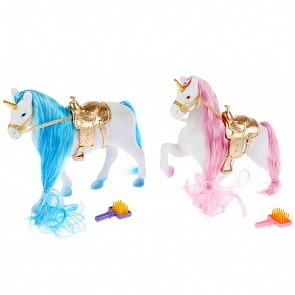 Единорог c флокированным покрытием, аксессуарами, несколько видов, 19 см. (Играем Вместе, 3352Rsim)