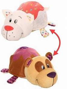 Плюшевая игрушка из серии Вывернушка Ням-Ням 2-в-1 Панда с ароматом черничных оладьев-Кошечка с ароматом ванильного пирожного, 12 см. (1Toy, Т13910)