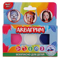 Аквагрим: палетка с 3 красками и кисточкой (Multiart, 12003-Rsim) - миниатюра