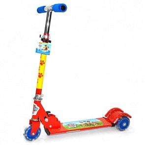 Самокат 3-колесный складной из серии Щенячий патруль со стальным корпусом, пластиковыми светящимися колесами 100 мм. (KS229PPLsim)