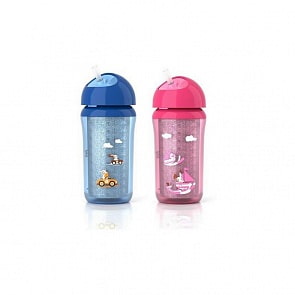 Термочашка с трубочкой 260 мл, голубая, розовая (Avent, SCF766/00)