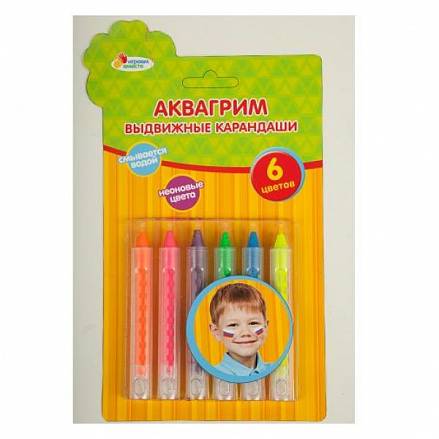 Аквагрим – карандаши "Multiart", 6 цветов, неоновые 