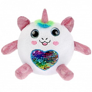 Мягкая игрушка - Кругляш с пайетками в сердечке, белый, 16 см (Мульти-Пульти, JE4404W-1MN)