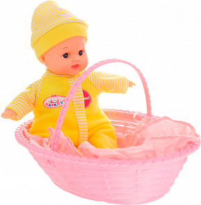 Пупс 23 см., озвученный, 7 фраз, в корзинке и сумке (Карапуз, 211-041-V-IC-2sim)