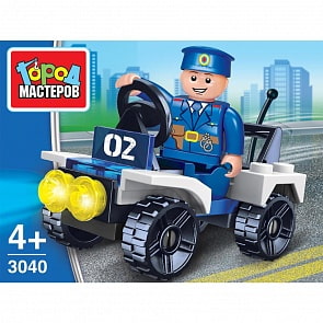 Конструктор - Полицейская машина, с фигуркой, 27 деталей (Город мастеров, 3040-JS)