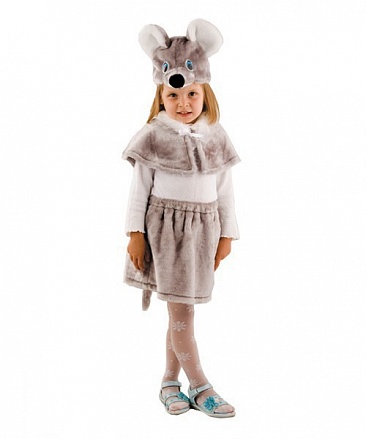 Костюм карнавальный детский - Мышка серая, мех, размер 28 