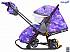 Санки-коляска на больших мягких колесах с сумкой и муфтой - Snow Galaxy Luxe, елки на фиолетовом  - миниатюра №3