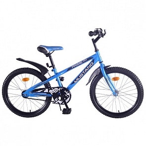 Велосипед подростковый сине-черный 20' v-тип, задний ножной тормоз, звонок (Mustang, ST20116-V)