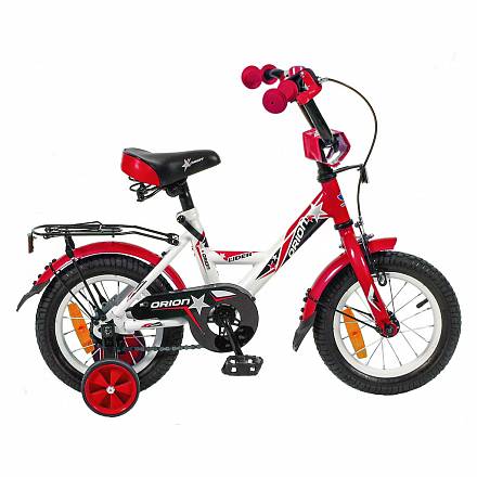 Двухколесный велосипед Lider Orion диаметр колес 12 дюймов, белый/красный 