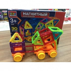 Магнитный конструктор - Грузовик, 30 мини-деталей (Город Мастеров, XB-4026-Rsim)