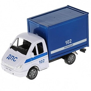 Модель Полиция ГАЗель 3302 14,5 см багажник открывается пластиковая инерционная (Технопарк, 2004A076-R)