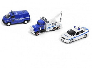 Игровой набор машинок - Полиция, 3 предмета (Welly, 99610-3A)