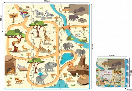Коврик-пазл – Сафари, 9 деталей 
