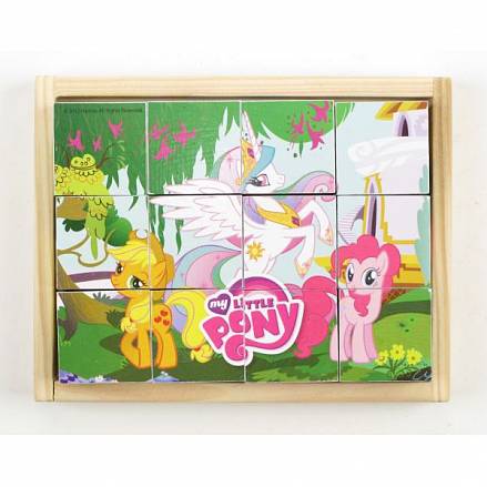 Деревянные кубики My Little Pony, 12 кубиков 