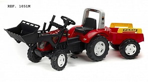 Трактор-экскаватор педальный с прицепом красный, 191 см. (FALK, FAL 1051Mveg)