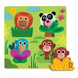 Деревянная рамка-вкладыш - Джунгланимо (Djeco, 01033k) - миниатюра