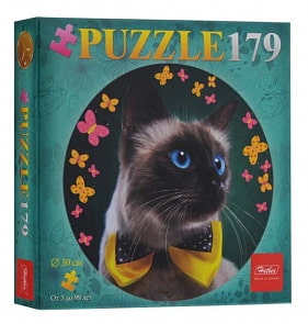 Пазлы круглые 179 элементов – Котенок и бабочка (Hatber, 179ПЗк4-12376)