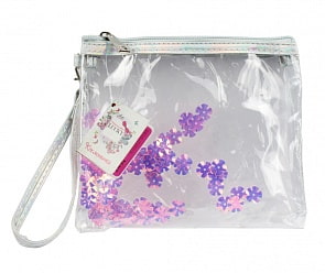 Косметичка на молнии с пайетками-цветочками (Lucky, Т14346)