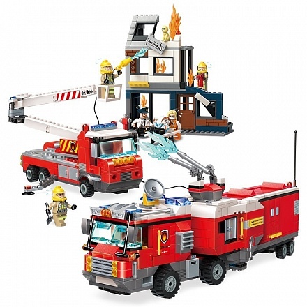 Конструктор – Пожарные службы с машиной и фигурками, 996 деталей 