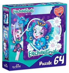 Пазл Энчантималс Пэттер Павлина и Флэп, 64 детали, магнитик (Origami, 03555)