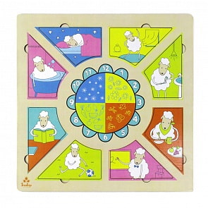 Развивающая игрушка: рамка-вкладка Распорядок дня, деревянная (Тимбергрупп, IG0092)