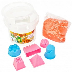 Кинетический песок в ведре из серии Фиксики, 6 формочек, несколько вариантов цветов, 500 гр. (Multiart, KS500-FIXsim)