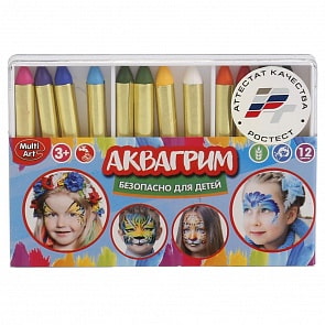 Аквагрим MultiArt 12 цветов карандашей (MultiArt, 12026-Rsim)