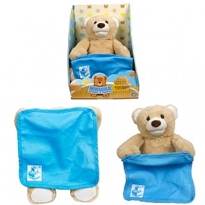 Интерактивная игрушка - Мишка с голубым одеялком играет в прятки (1Toy, Т13784)