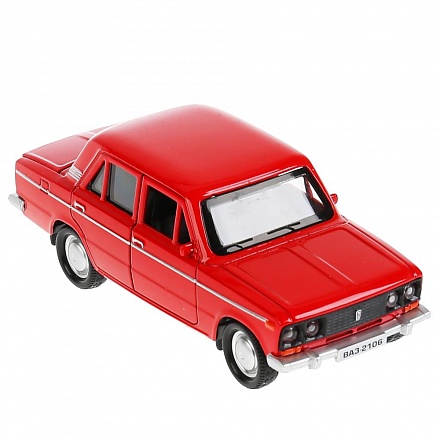 Модель легкового автомобиля - Ваз 2106 Жигули, инерционная, открываются двери, 12 см, красная 