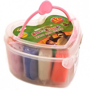 Набор Маша и Медведь - Тесто для лепки, 12 цветов, 6 формочек (Играем Вместе, 20514PD-2-MMsim)