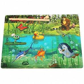 Игрушка деревянная - Маша и Медведь. Рыбалка (Буратино, 37-21-R (100)