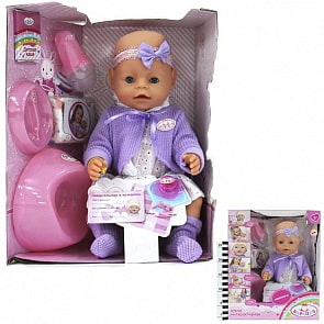 Пупс функциональный, умеет пить и писает, плачет настоящими слезами, 40 см. (Карапуз, BL020J-RU)