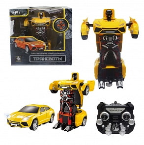 Робот на р/у 2,4GHz, трансформирующийся в легковую машину, желтый (Solmar, Т10868) 