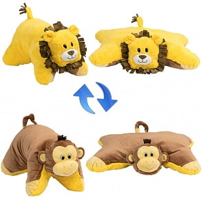 Плюшевая подушка Вывернушка 2 в 1 - Лев-Обезьянка (1toy, Т12042)